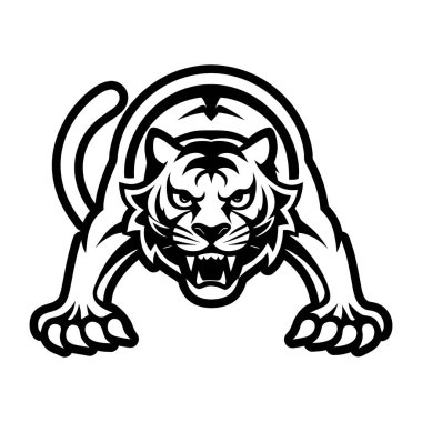 black tiger head with a big eyes, a tiger. vector illustration on a white background.
