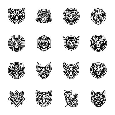 tiger head icon set vector design