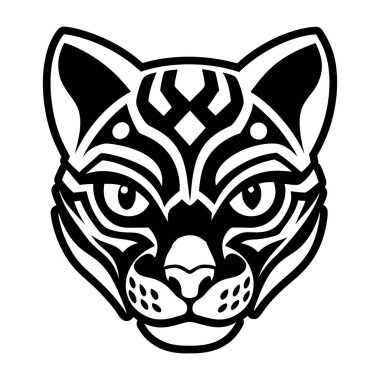 Beyaz arka planda siyah kaplan kafası