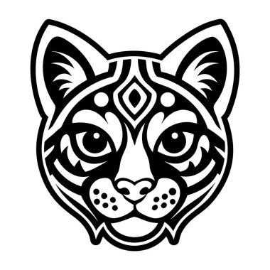 black cat face. illustration for coloring book.