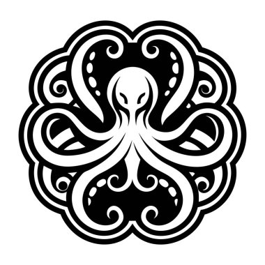A glyph style icon showing an octopus mascot