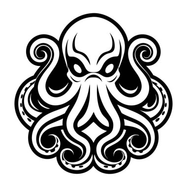 Glyph style icon showing an octopus head