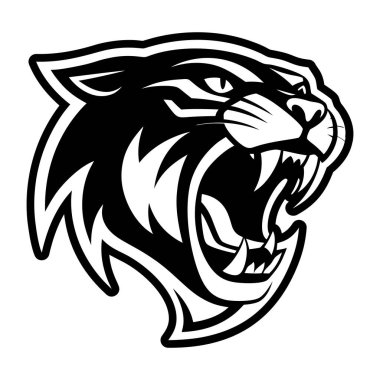 Büyük gözlü siyah kedi kafasının vektör çizimi.