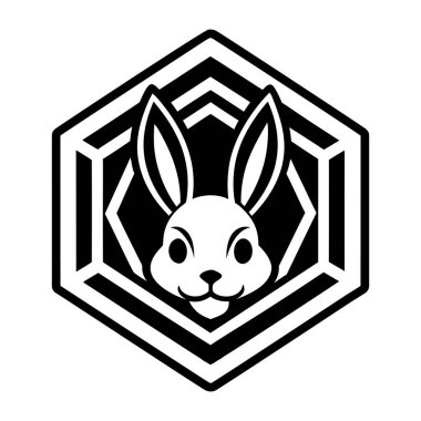 rabbit with egg in rabbit ears icon, line style
