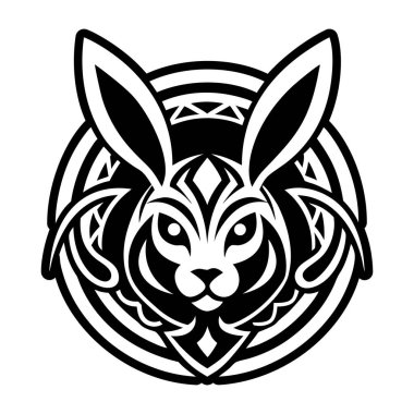 black and white vector silhouette of a rabbit