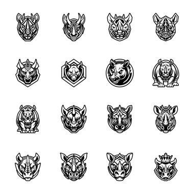set of tiger heads icons, vector illustration