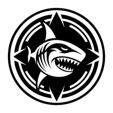 Köpekbalığı logo vektör çizim şablonu tasarımı