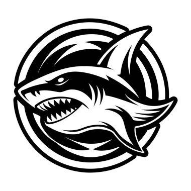 Köpekbalığı logo şablonu vektör çizimi