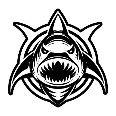 black shark logo design template. vector illustration of shark logo design