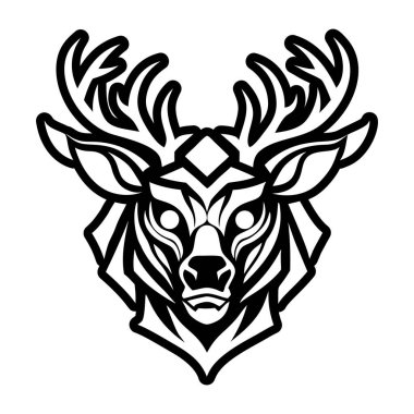 Geyik kafası, boynuzlar. vektör illüstrasyonu