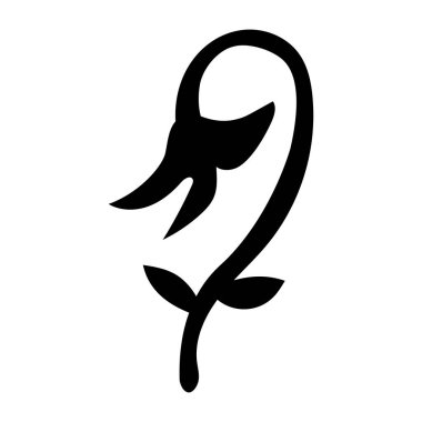 Eğik bir çiçeği tasvir eden katı bir biçim simgesi