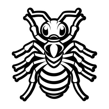 Beyaz arka planda izole edilmiş şirin örümcek böceğinin vektör karikatür çizimi