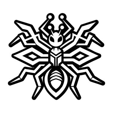 Siyah-beyaz bir örümcek ikonu. vektör illüstrasyonu.