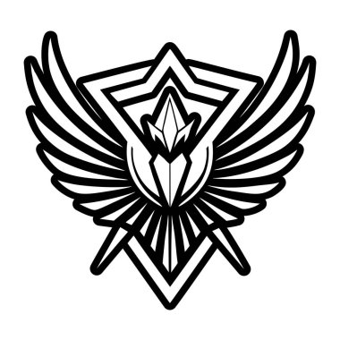 Kanatları ve kanatları olan izole edilmiş amblem