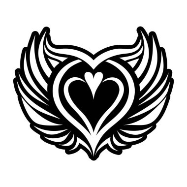 Kanatlı kalp. vektör.