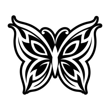 Kelebek ikonu. siyah ve beyaz renk illüstrasyonu.