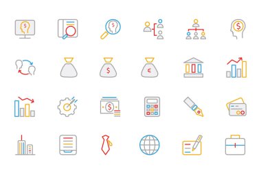 Business and Finance Colored Outline Icons 1