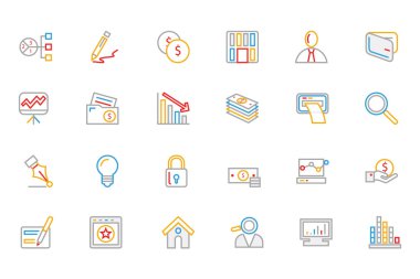 Business and Finance Colored Outline Icons 6