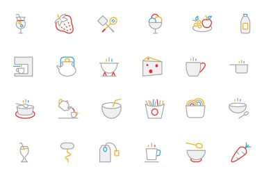 Food Colored Outline Vector Icons 4