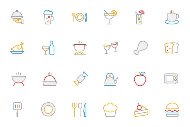 Food Colored Outline Vector Icons 1