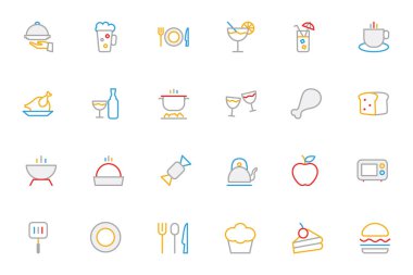Food Colored Outline Vector Icons 1 clipart