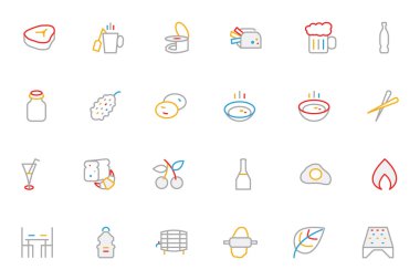 Food Colored Outline Vector Icons 11