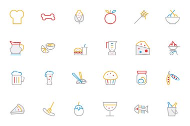 Food Colored Outline Vector Icons 5