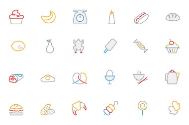 Food Colored Outline Vector Icons 6