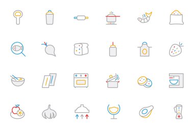 Food Colored Outline Vector Icons 8