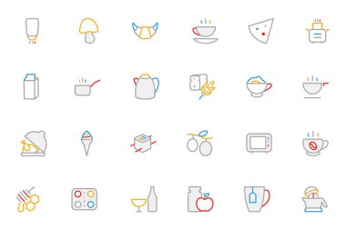 Food Colored Outline Vector Icons 9