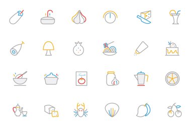 Food Colored Outline Vector Icons 10