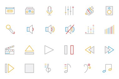 Music Colored Outline Vector Icons 1