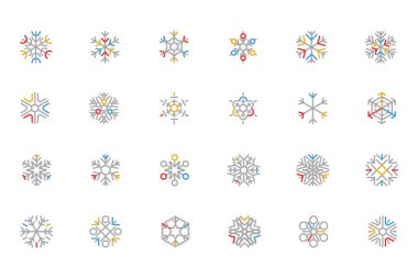 Snowflake Colored Outline Vector Icons 1