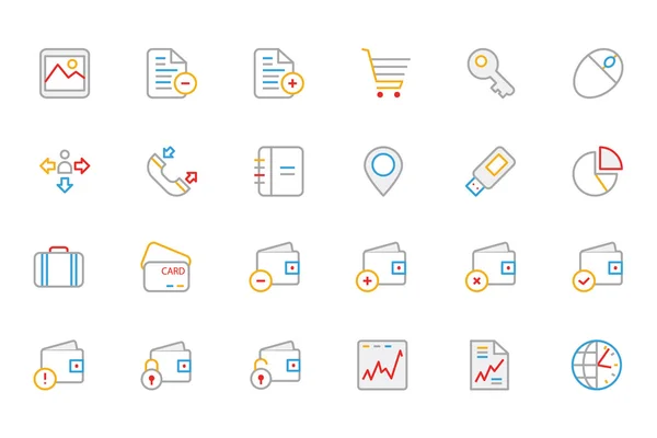 Business and Finance Colored Outline Icons 5 — Stock vektor