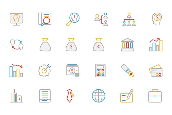 Business and Finance Colored Outline Icons 1 — Stock vektor