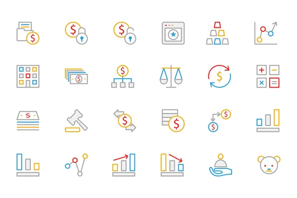 Business and Finance Colored Outline Icons 2 — 图库矢量图片