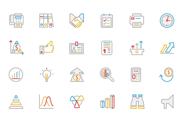 Business and Finance Colored Outline Icons 4 — 图库矢量图片