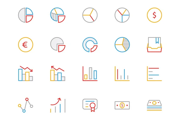 Business and Finance Colored Outline Icons 11 — 图库矢量图片