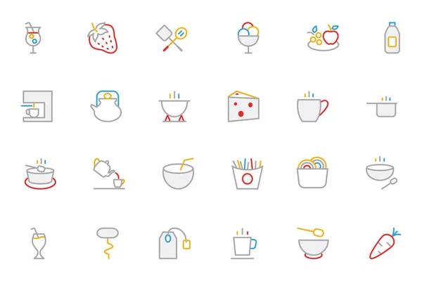 Food Colored Outline Vector Icons 4 — Stockový vektor