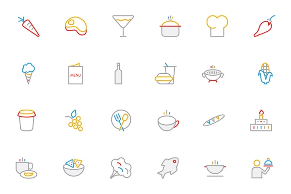 Food Colored Outline Vector Icons 2 — Διανυσματικό Αρχείο