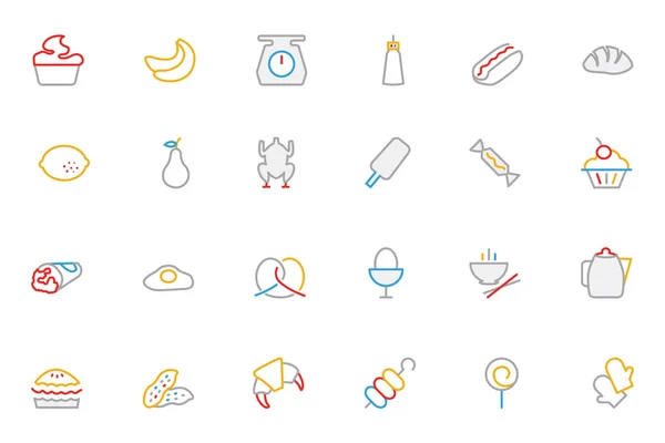 Food Colored Outline Vector Icons 6 — Stock vektor