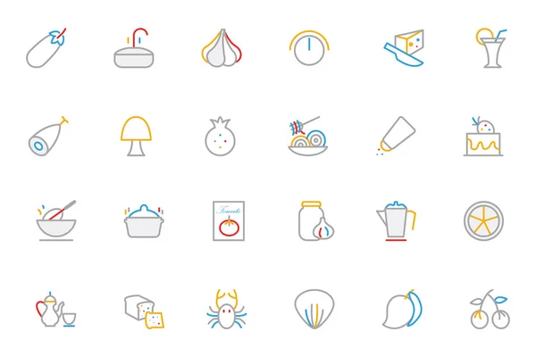 Food Colored Outline Vector Icons 10 — Wektor stockowy