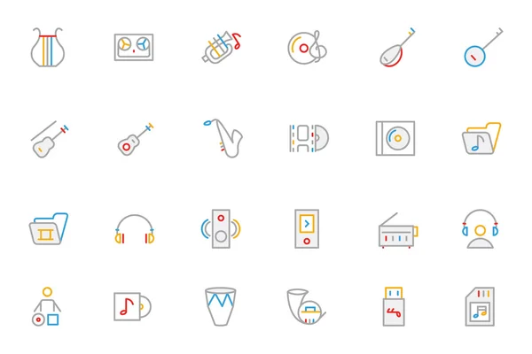 Music Colored Outline Vector Icons 3 — Stockvector