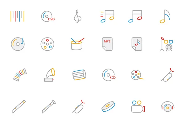 Music Colored Outline Vector Icons 2 — Wektor stockowy