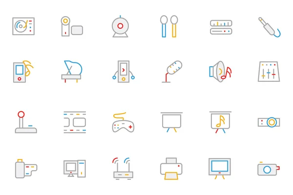 Music Colored Outline Vector Icons 4 — Stok Vektör