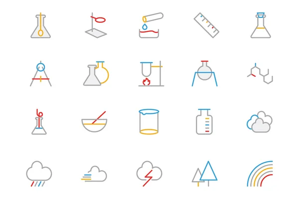 Science Colored Outline Vector Icon 6 — Stok Vektör