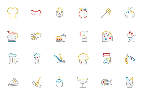 Food Colored Outline Vector Icons 5 — Stock Illustration Food Colored Outline Vector Icons 5 Stock Illustration