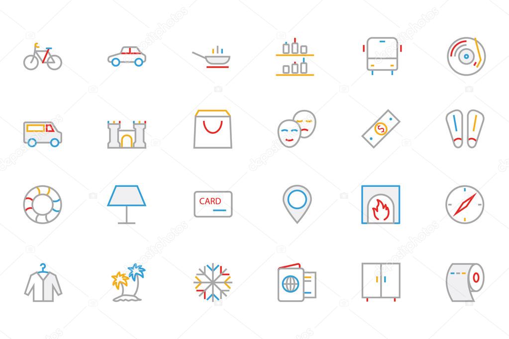 Hotel and Restaurant Colored Outline Vector Icons 5