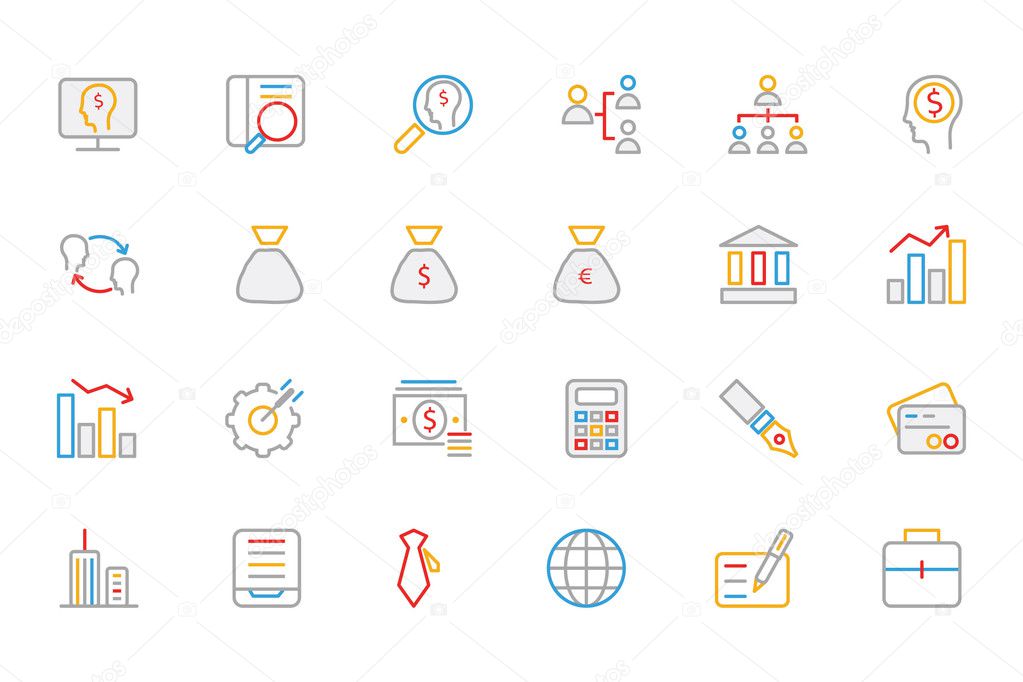Business and Finance Colored Outline Icons 1