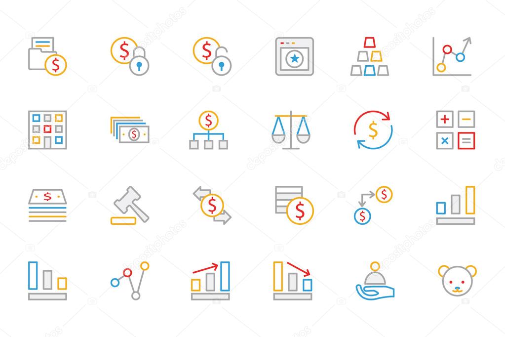Business and Finance Colored Outline Icons 2